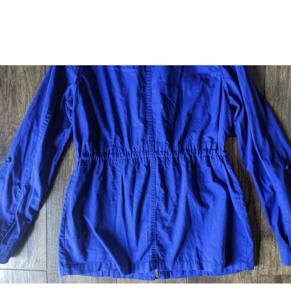 St Johns Bay Medium Zip Up Jacket Bright Blue, Buttons at Neck & Cinch Waist. - Picture 11 of 12